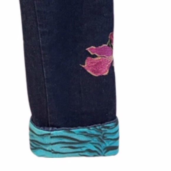 Versace Jeans Couture Blue Zebra Trim with Embroidered Flower Detail - Picture 7 of 7